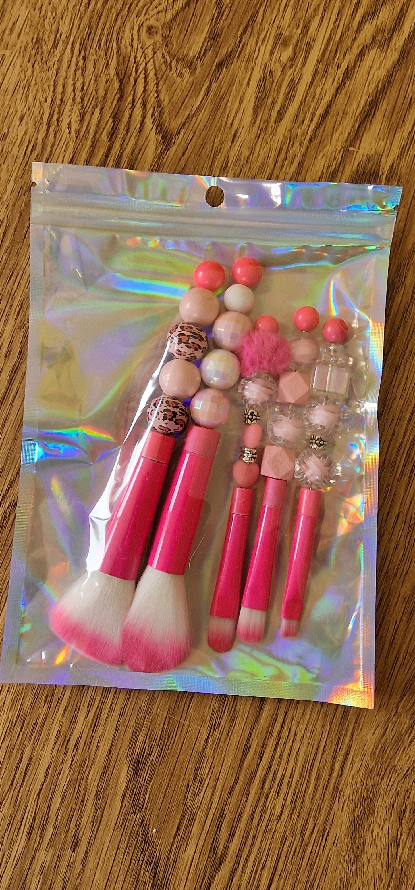 Pink Bead Make Up Brushes